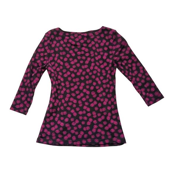 🔴2 for 30🔴 Kate Hill top black floral 3/4 sleeve round neck size M. - Picture 3 of 9